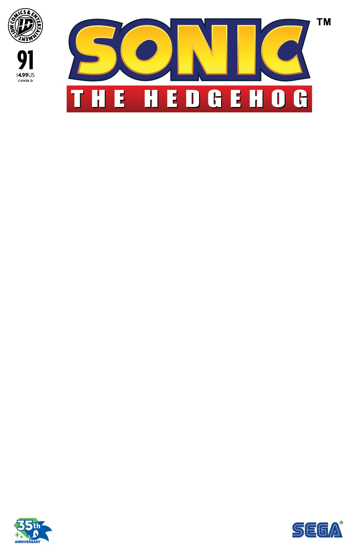 Sonic The Hedgehog #91 Blank Sketch Variant