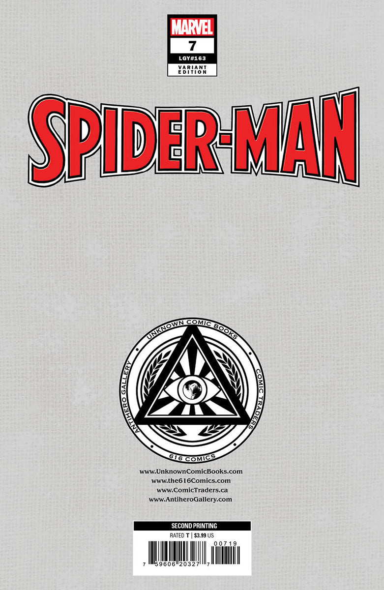 Spider-Man #7 2Nd Printing Unknown Comics Nicoletta Baldari Exclusive Virgin Var