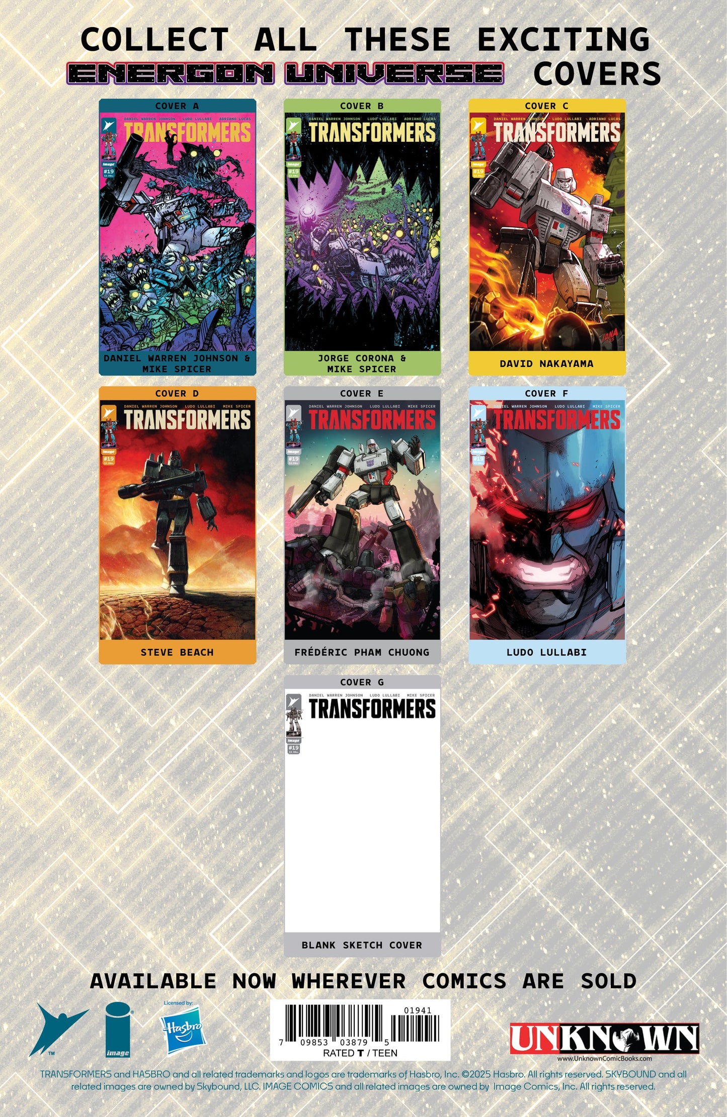 Transformers #19 Unknown Comic Chad Hardin Exclusive Virgin Var