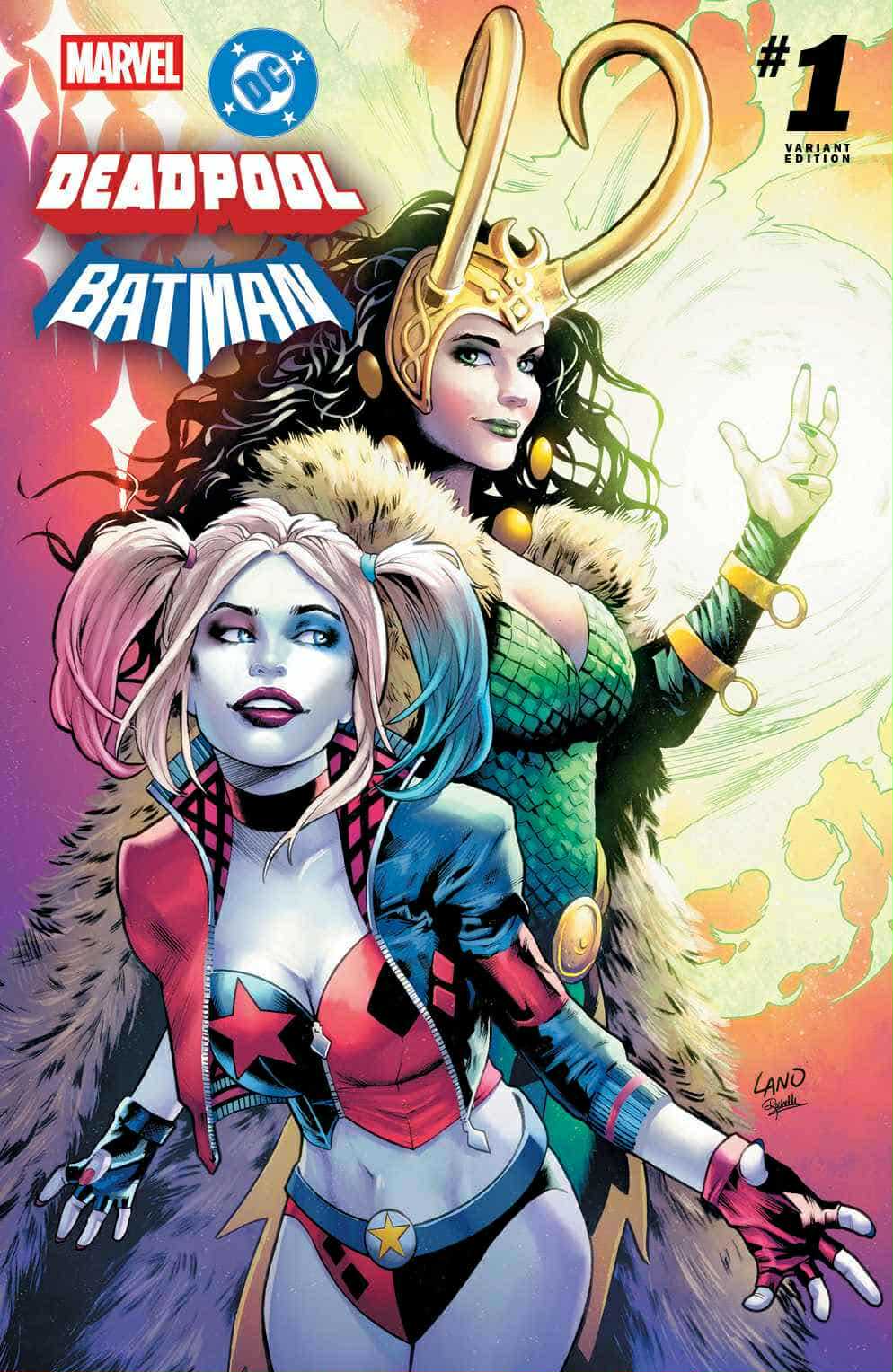 MARVEL DC: DEADPOOL BATMAN #1 GREG LAND EXCLUSIVE VAR HARLEY QUINN LADY LOKI