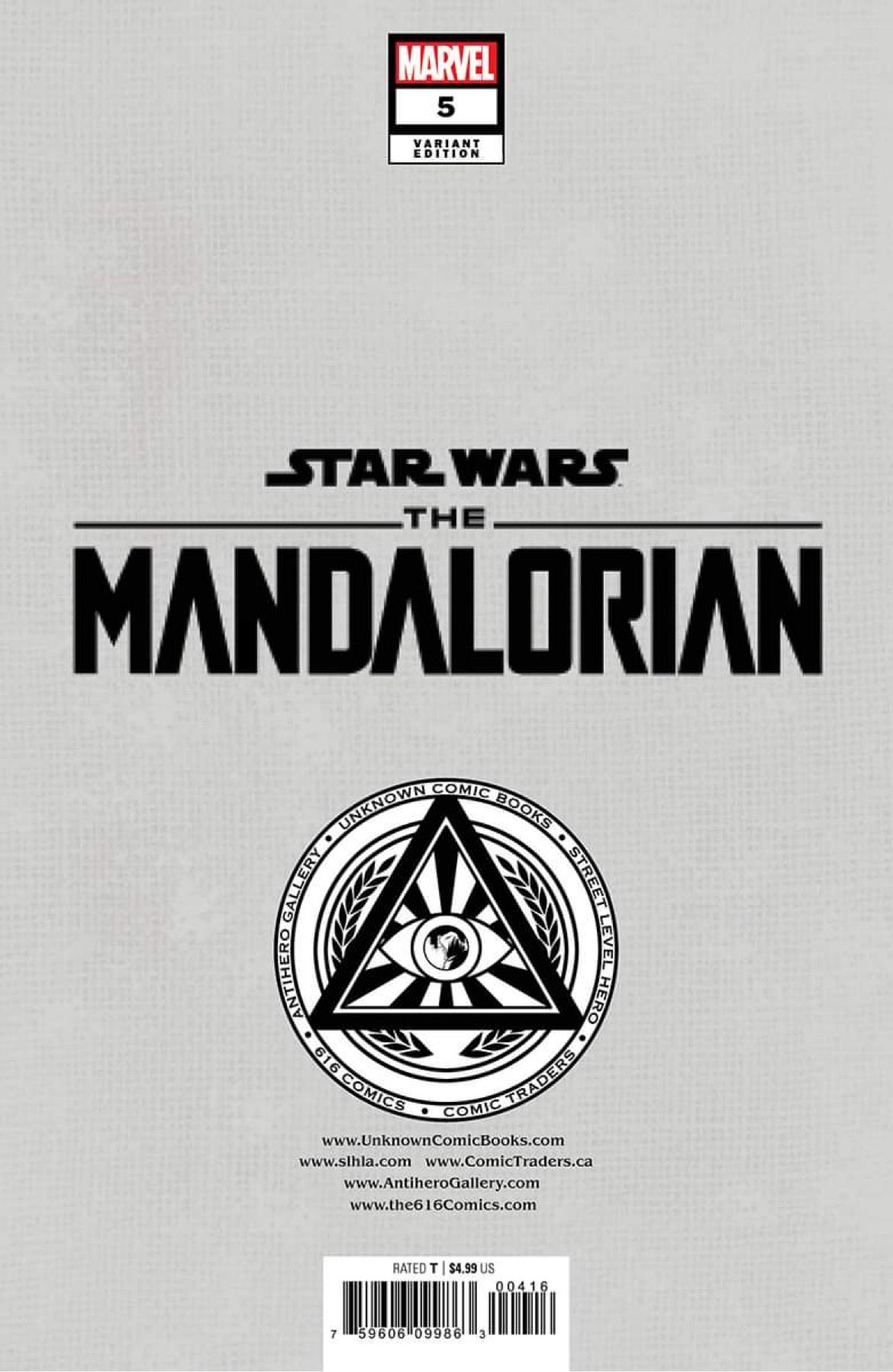 Star Wars: The Mandalorian #5 Unknown Comics Patch Zircher Exclusive Virgin Var