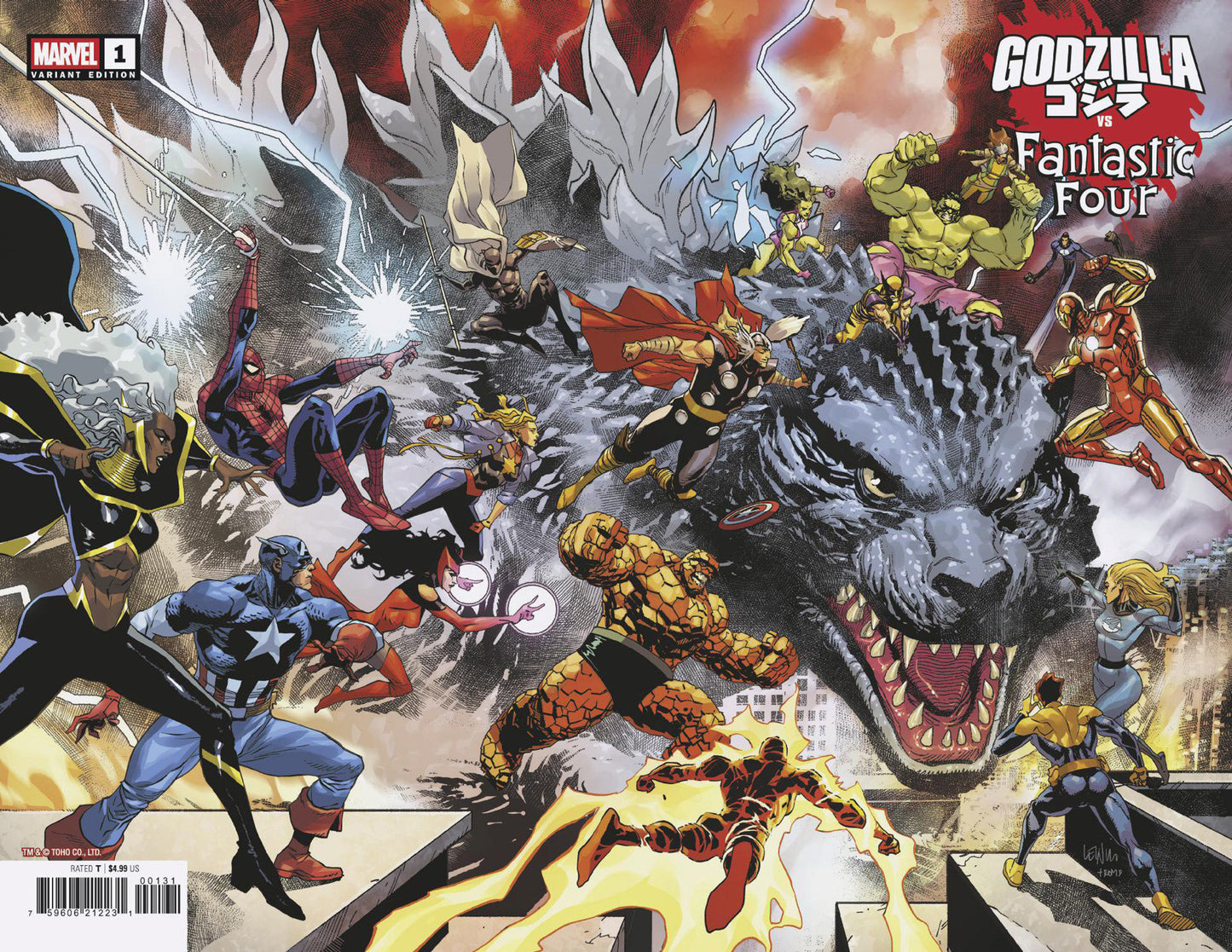 Godzilla vs. Fantastic Four #1 Leinil Yu Wraparound