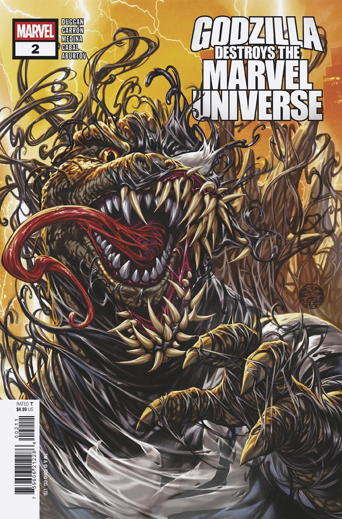 Godzilla Destroys The Marvel Universe #2 Mark Brooks Main