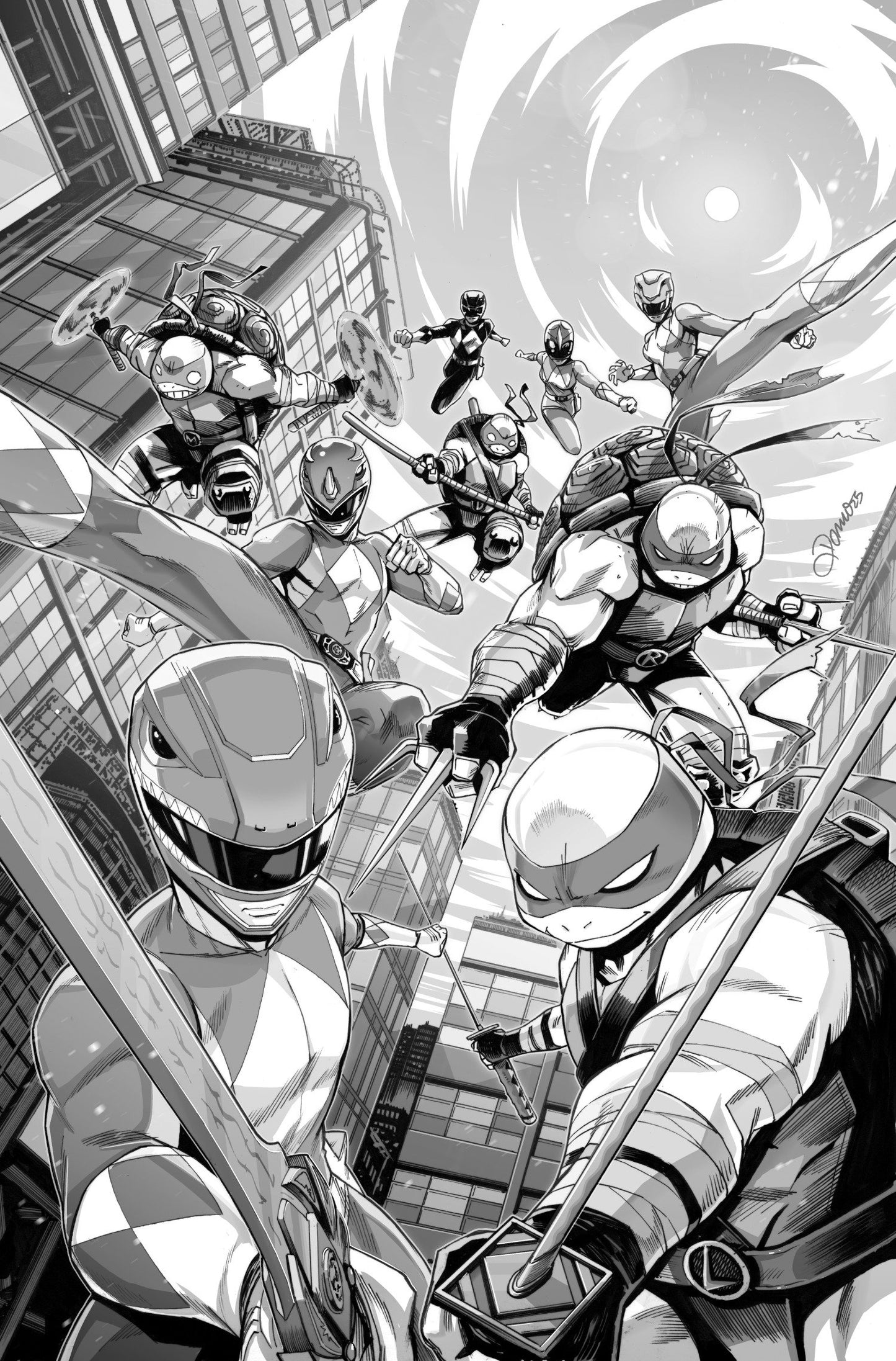 Mighty Morphin Power Rangers/ TMNT III #1 G [1:10] B&W Virgin