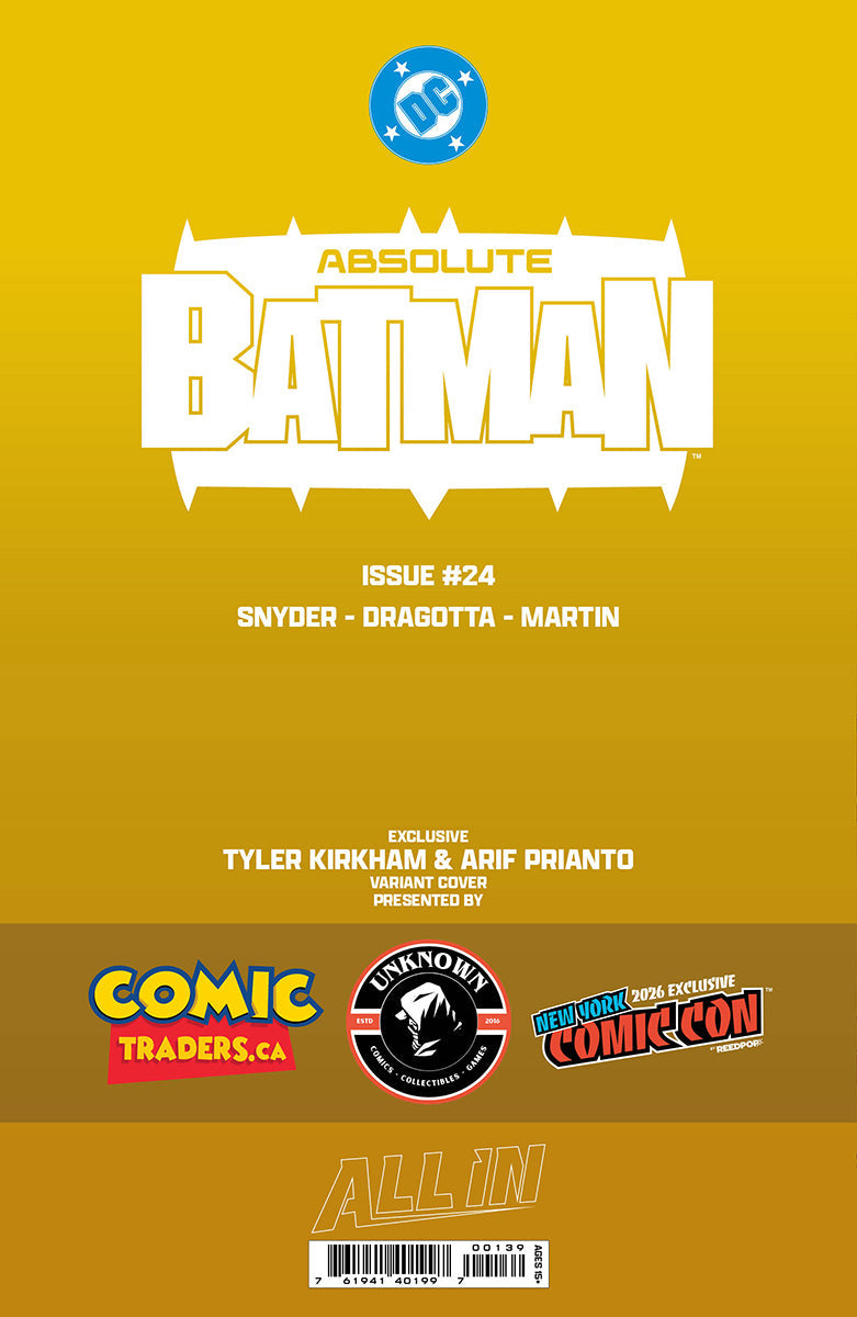 [GOLD FOIL] ABSOLUTE BATMAN #24 TYLER KIRKHAM BATTLE DAMAGED PENGUIN NYCC EXCLUSIVE VIRGIN VAR