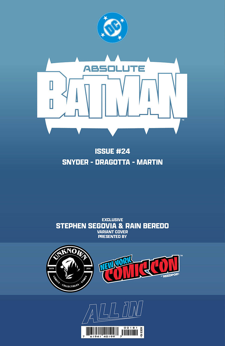 [BLACK & WHITE] ABSOLUTE BATMAN #24 STEPHEN SEGOVIA NYCC EXCLUSIVE VIRGIN VAR