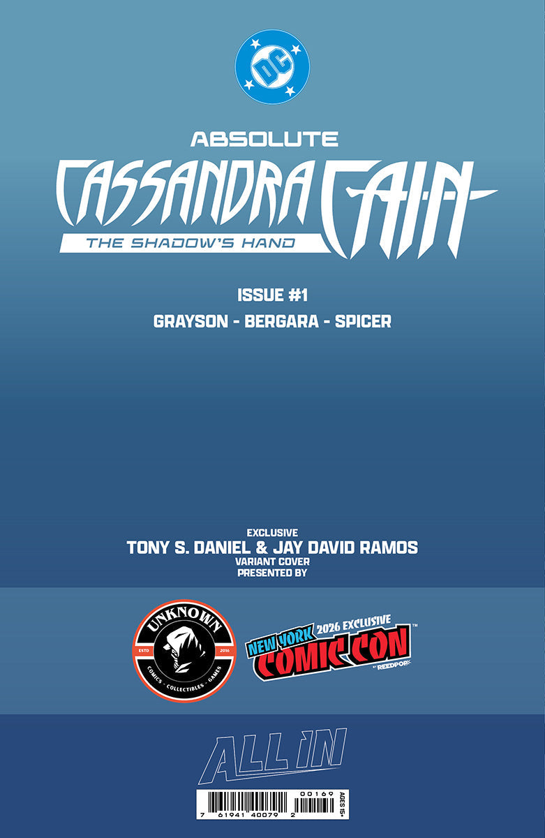 [BLACK & WHITE] ABSOLUTE CASSANDRA CAIN THE SHADOW'S HAND #1 (ONE SHOT) TONY DANIEL NYCC EXCLUSIVE VIRGIN VAR