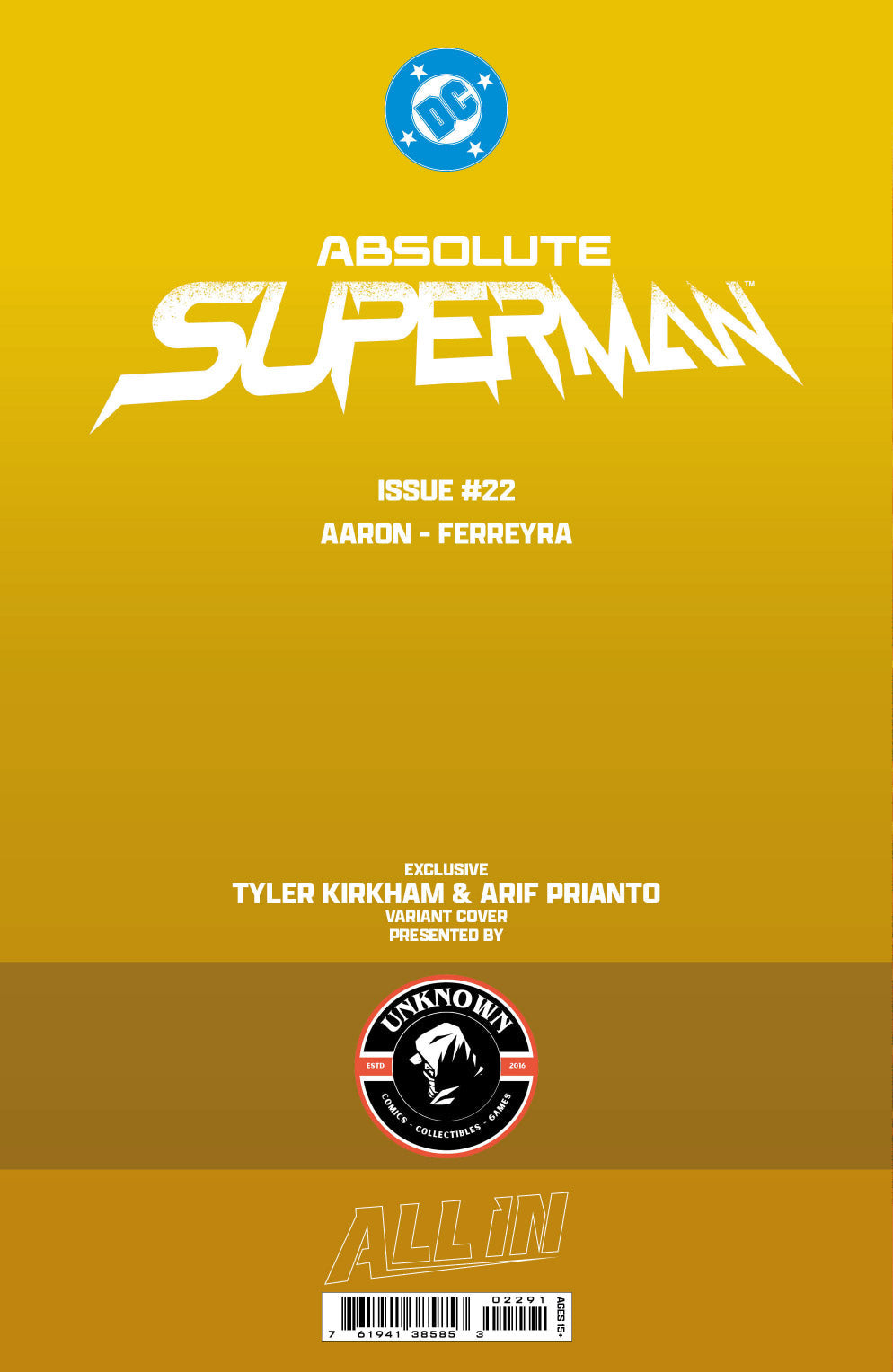 [GOLD FOIL] ABSOLUTE SUPERMAN #22 TYLER KIRKHAM BATTLE DAMAGED NYCC EXCLUSIVE VIRGIN VAR