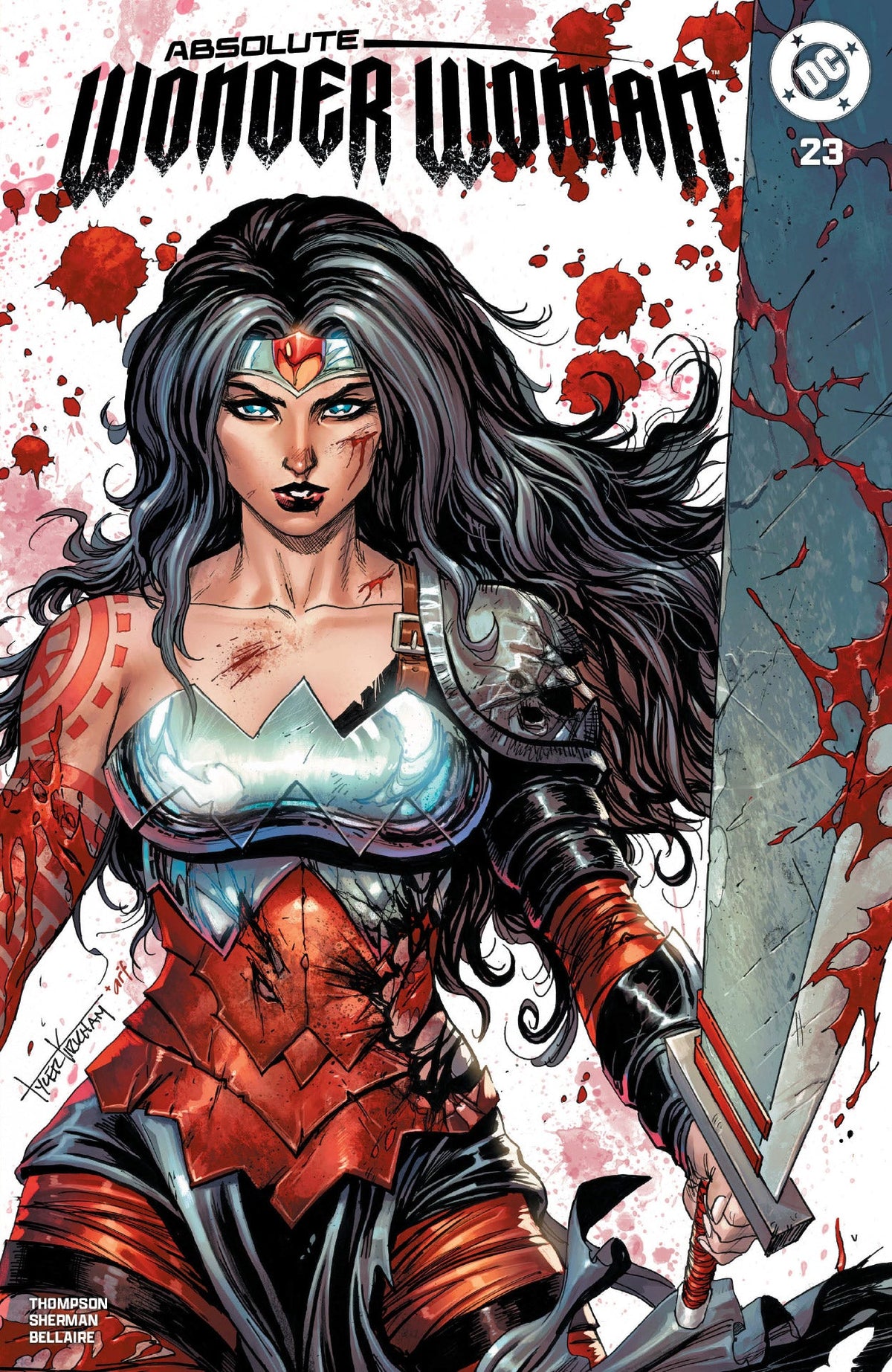 ABSOLUTE WONDER WOMAN #23 TYLER KIRKHAM BATTLE DAMAGED EXCLUSIVE VAR