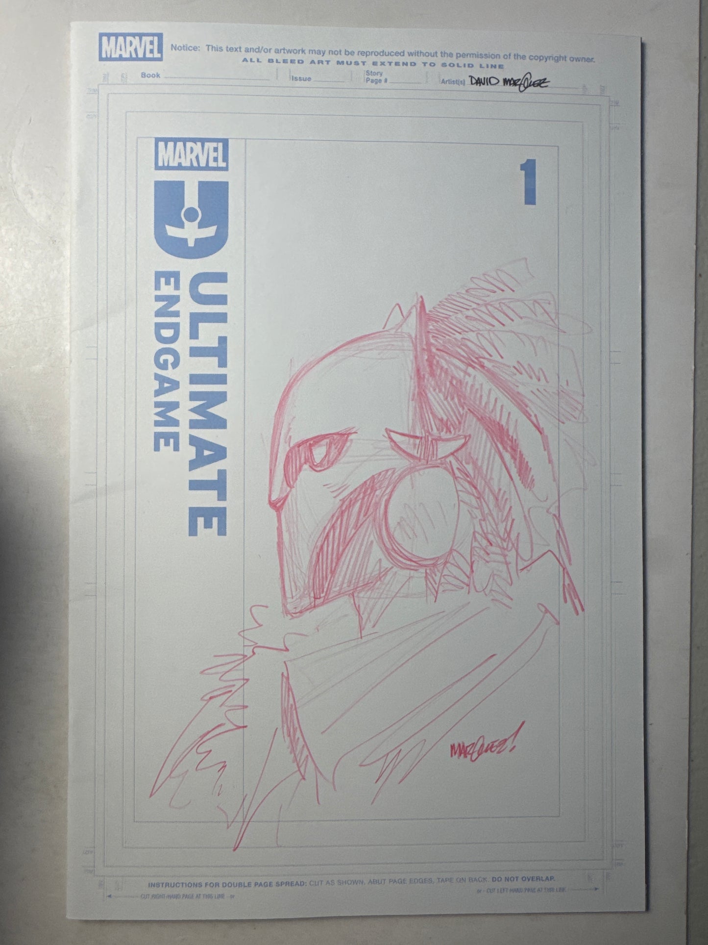 Ultimate Endgame #1 David Marquez 1 of 1 Artist Sketch (Minor Tics)