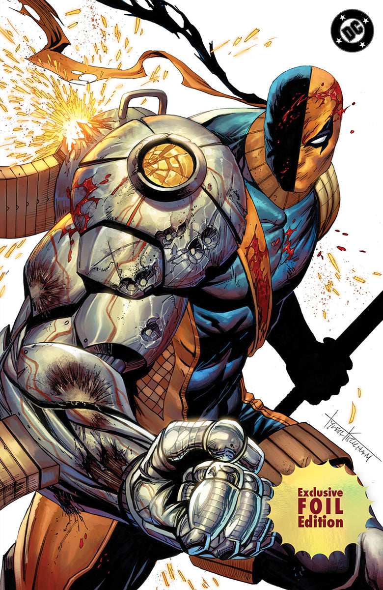 [FOIL]ABSOLUTE BATMAN #21 TYLER KIRKHAM EXCLUSIVE BATTLE DAMAGED DEATHSTROKE VIRGIN VAR