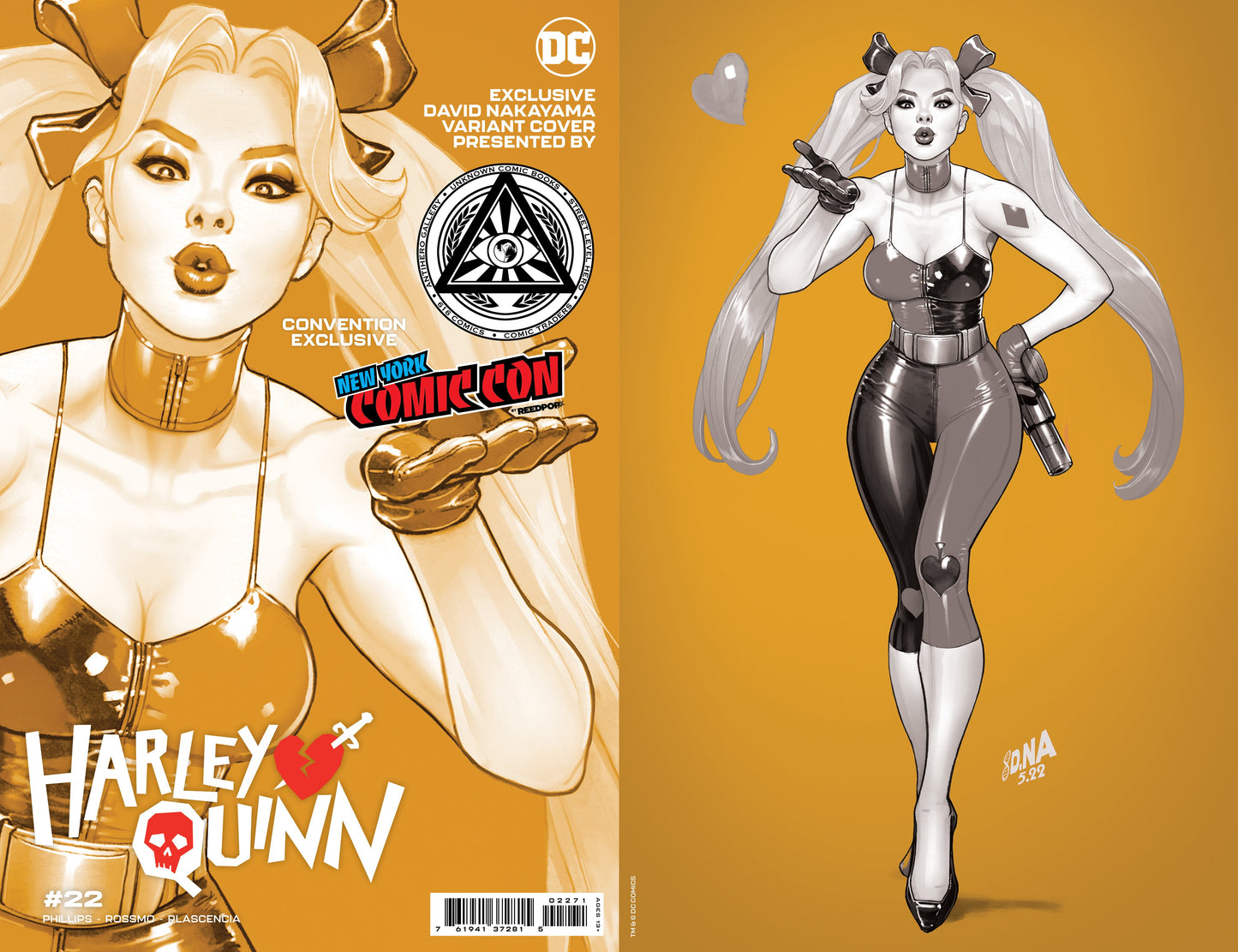 [FOIL] HARLEY QUINN #22 UNKNOWN COMICS DAVID NAKAYAMA GOLD FOIL VIRIGN NYCC 2022 B&W COLOR BLEED VAR