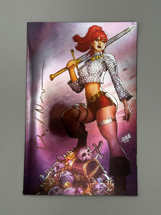 [SIGNED by David Nakayama] IMMORTAL RED SONJA #1 DAVID NAKAYAMA EXCLUSIVE FULL FOIL VIRGIN VAR