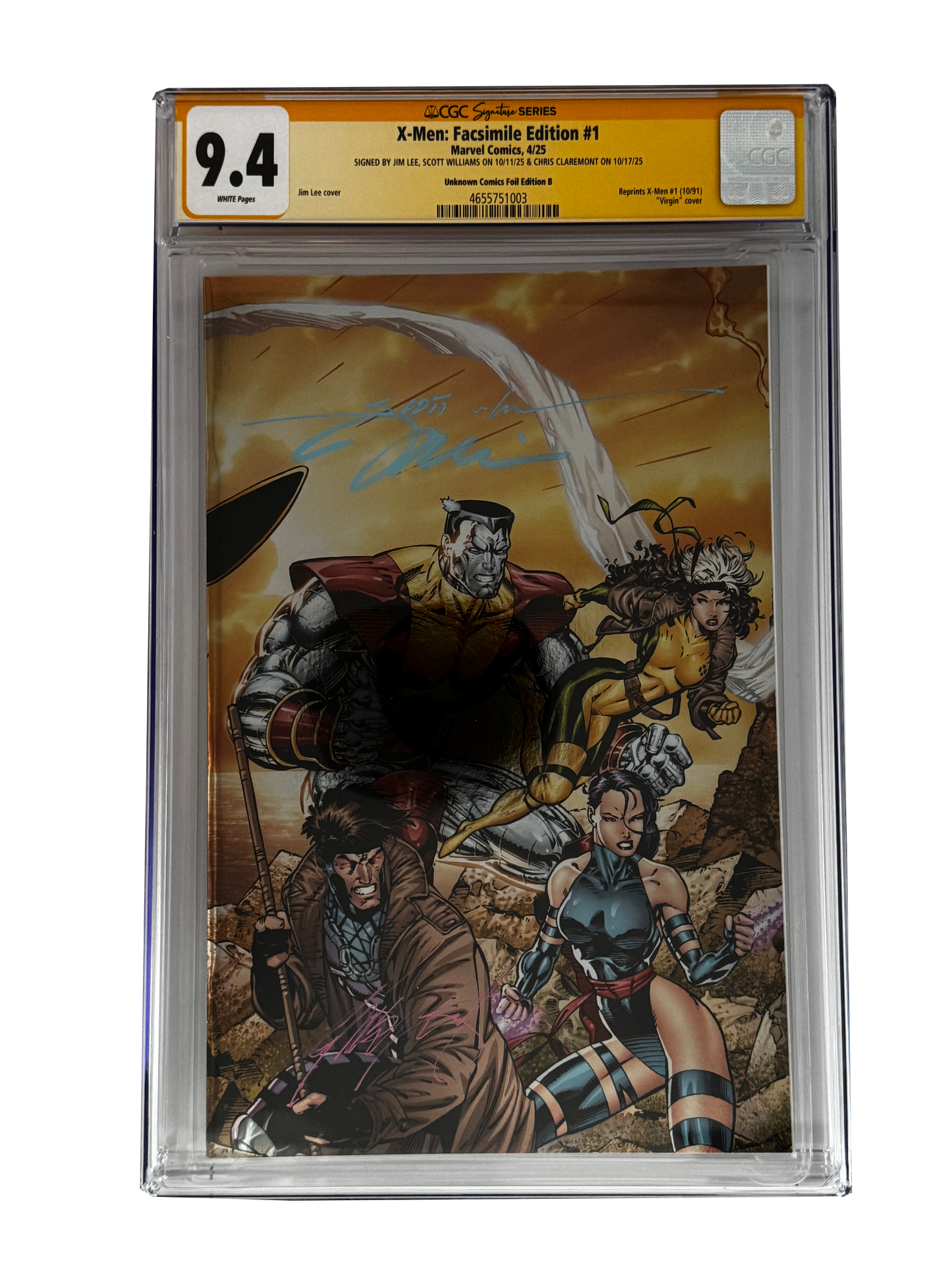 [TRIPLE SIGNED CGC YELLOW LABEL 4 PACK FOIL] X-Men 1991 #1 Facsimile Jim Lee | Claremont |  Williams Cover Var [Set #3]