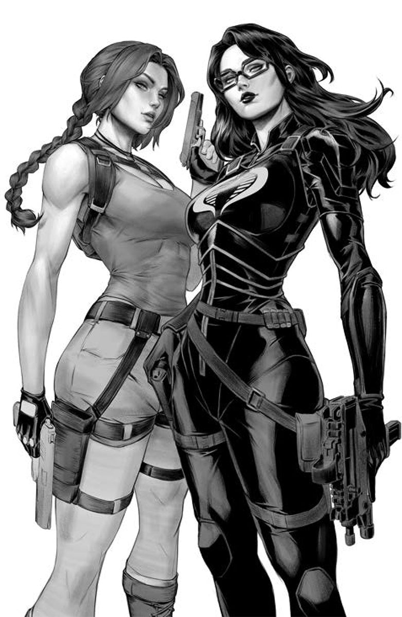 [BLACK & WHITE] GI JOE: A REAL AMERICAN HERO X TOMB RAIDER #2 EJIKURE EXCLUSIVE VIRGIN VAR