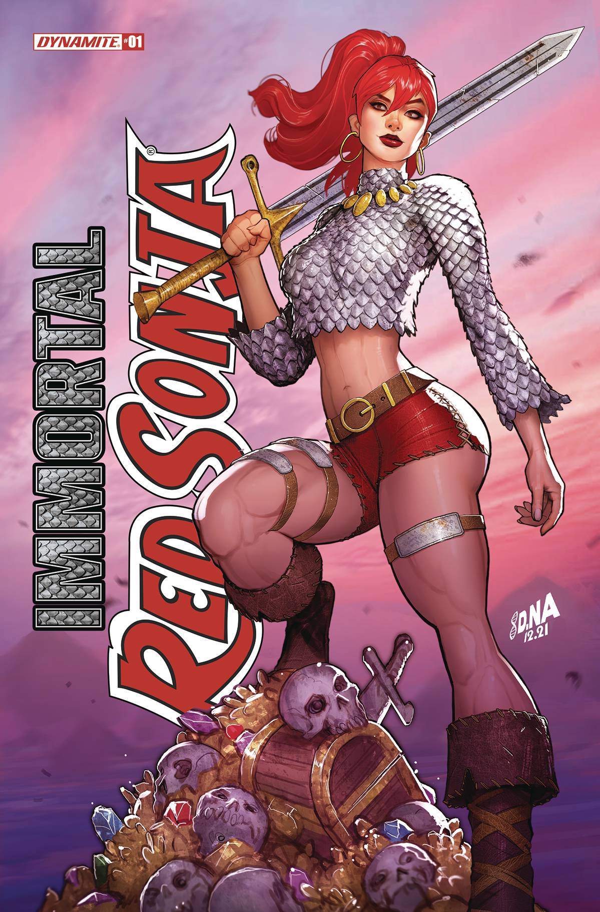 [SIGNED by David Nakayama] IMMORTAL RED SONJA #1 DAVID NAKAYAMA EXCLUSIVE FOIL STAMPED LOGO VAR