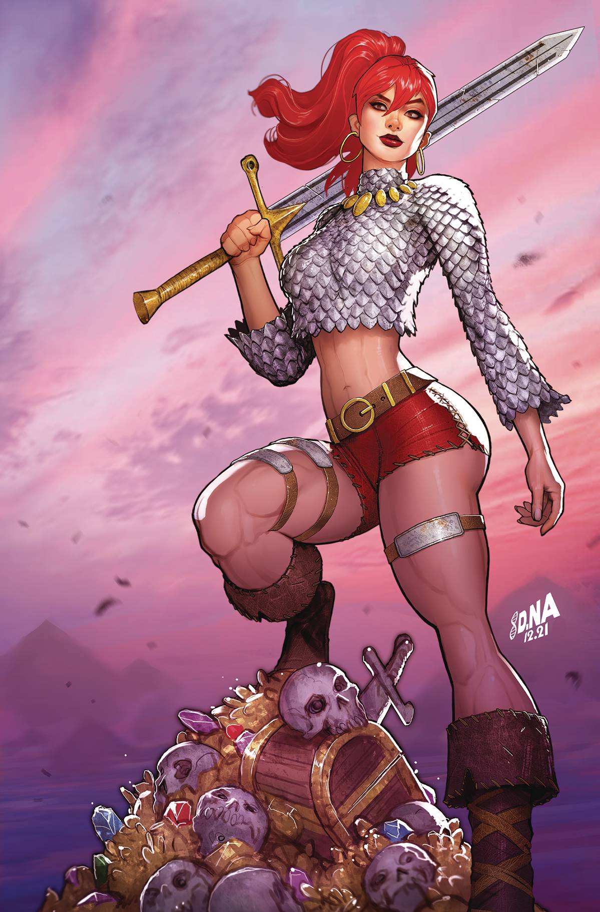 [SIGNED by David Nakayama] IMMORTAL RED SONJA #1 DAVID NAKAYAMA EXCLUSIVE FULL FOIL VIRGIN VAR