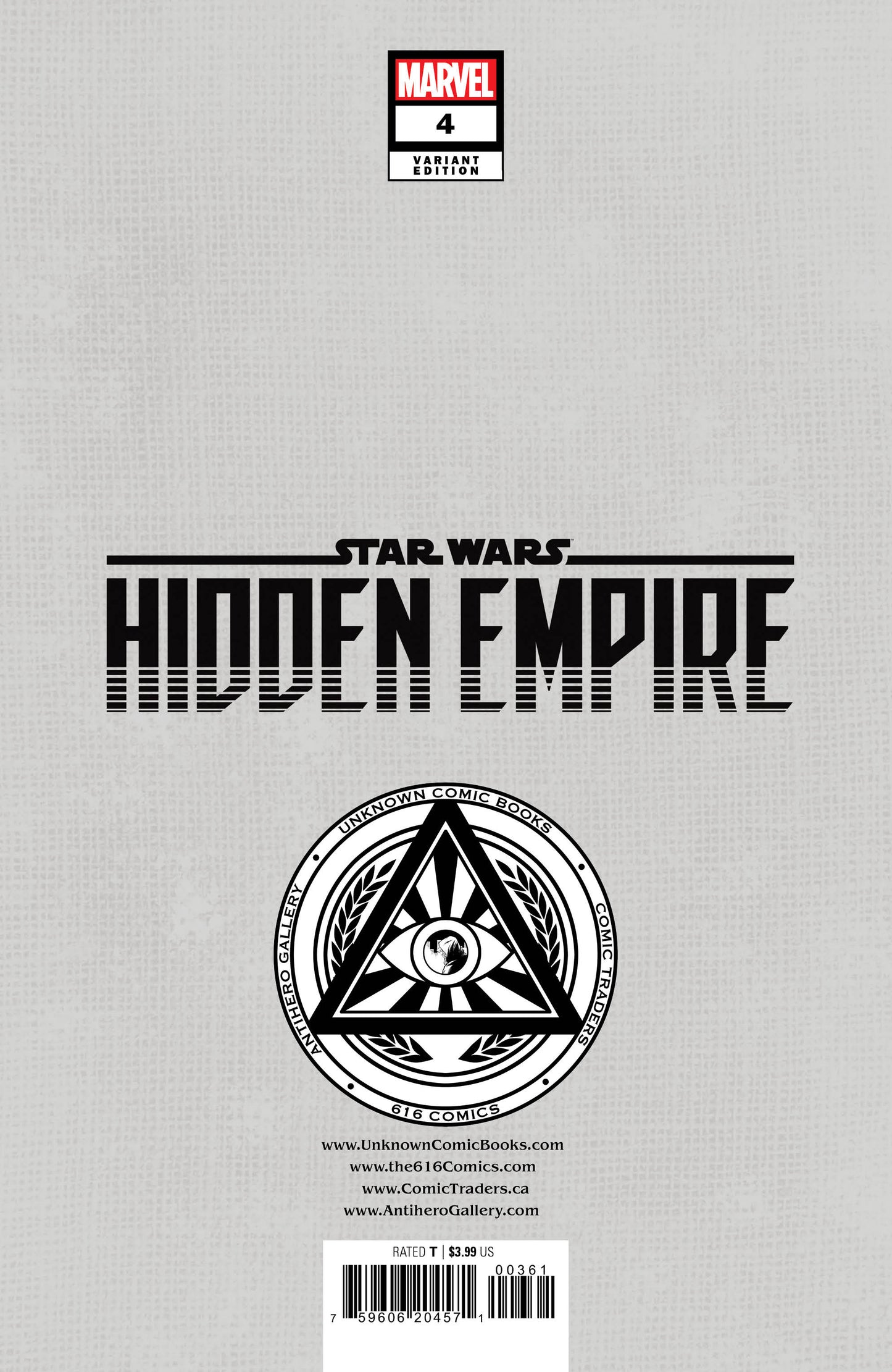 Star Wars: Hidden Empire #4 Unknown Comics Patch Zircher Exclusive Var