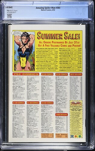 Amazing Spider-Man #365 Romita Sr. CGC 9.6 1st Spider-Man 2099