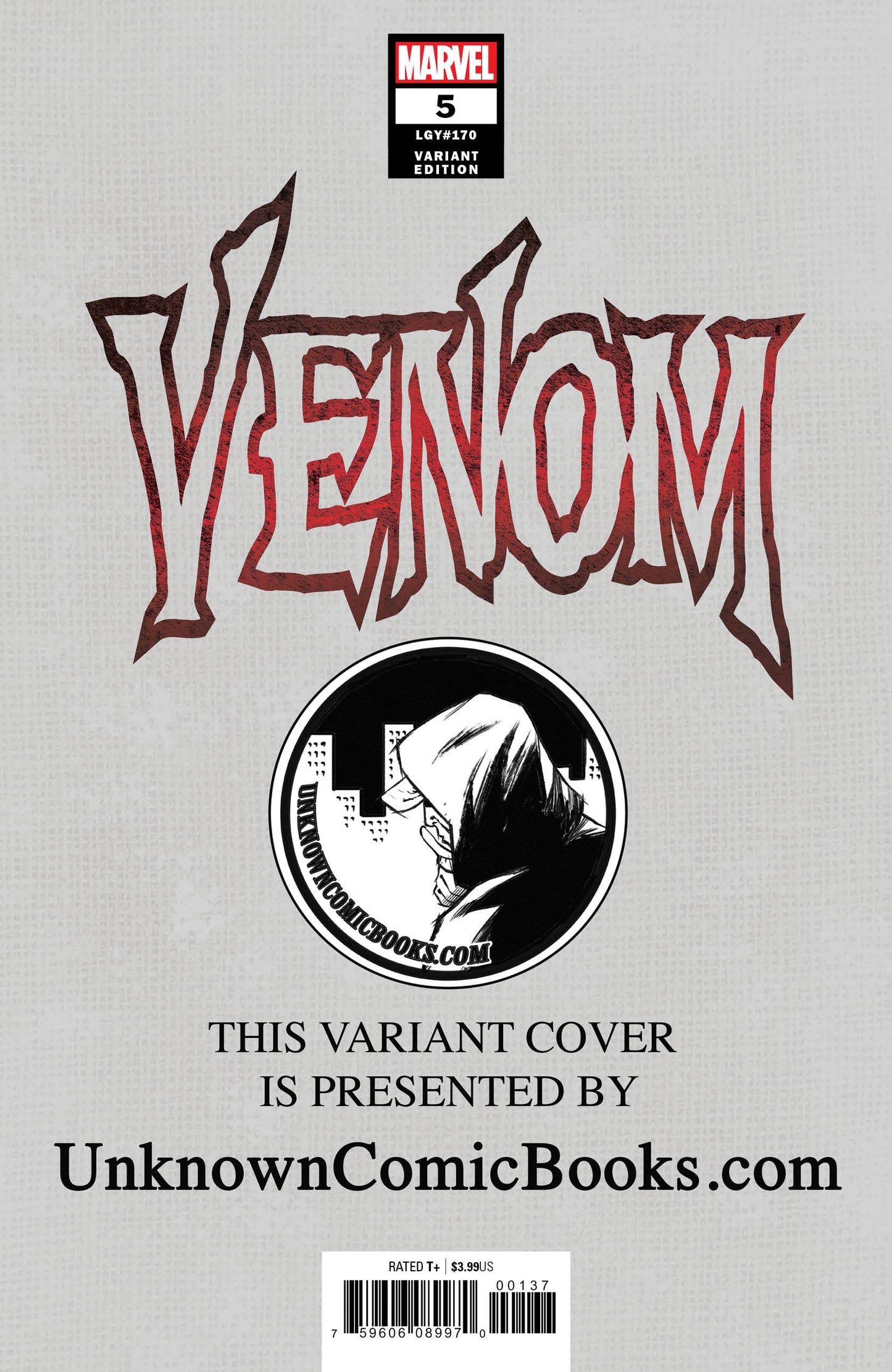 VENOM #5 UNKNOWN COMIC BOOKS VIRGIN VAR