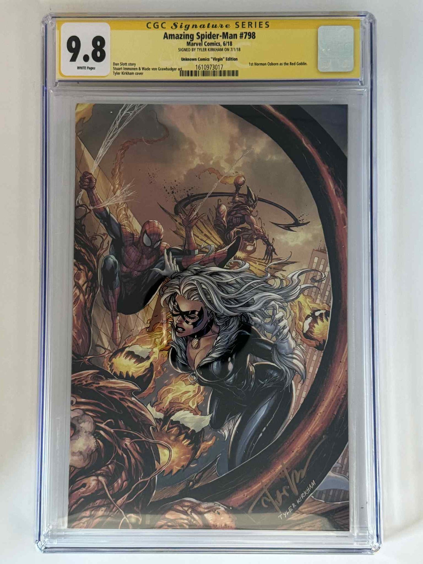 [Signed by Tyler Kirkham] Amazing Spider-Man #798 CGC 9.8 Yellow Label Exclusive Virgin Var
