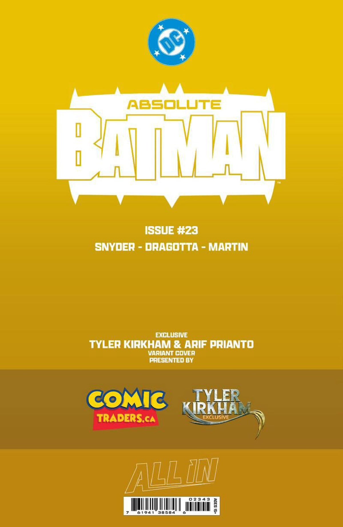 [GOLD FOIL] ABSOLUTE BATMAN #23 TYLER KIRKHAM CLAYFACE BATTLE DAMAGED NYCC EXCLUSIVE VIRGIN VAR