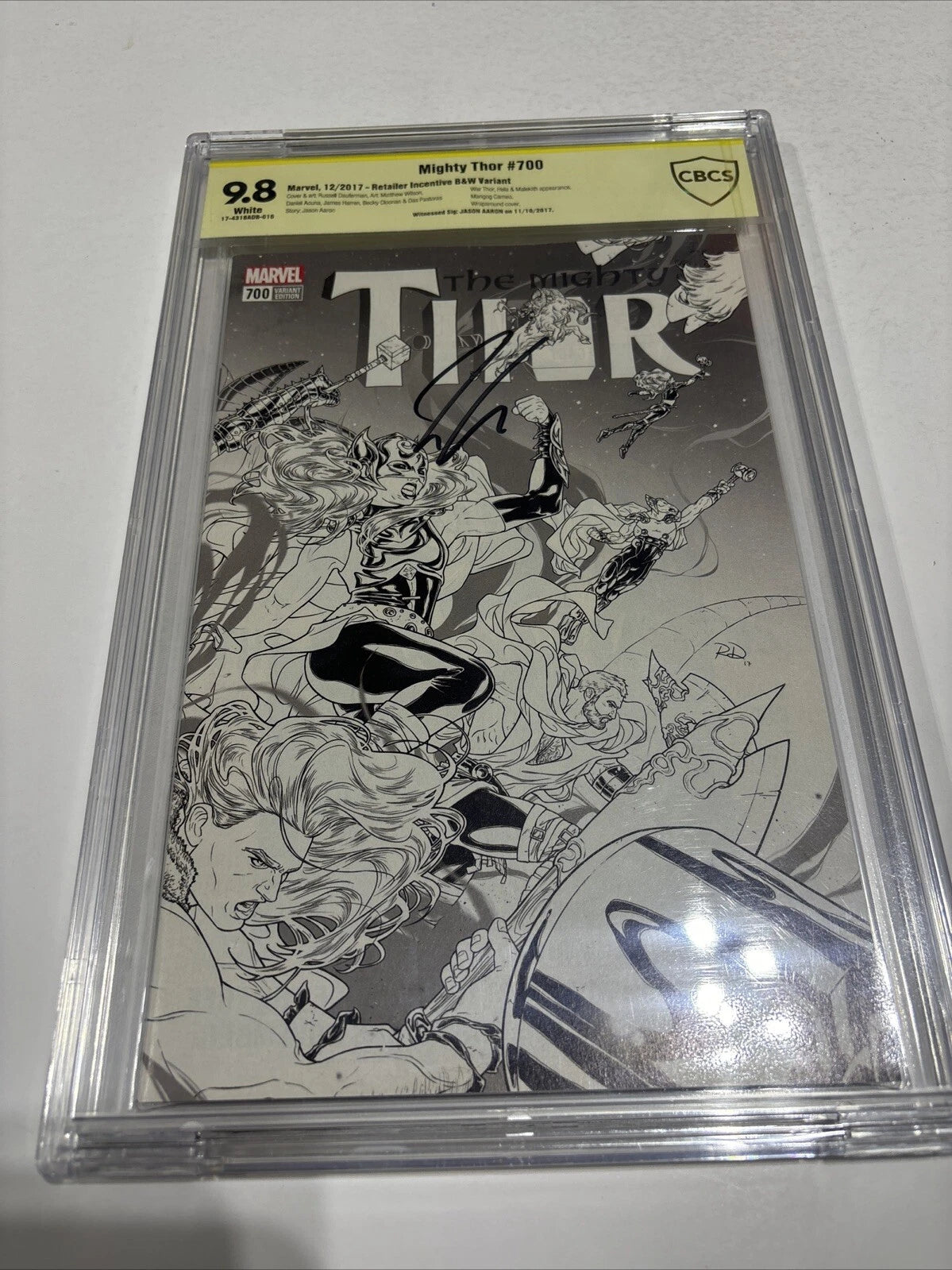 Mighty Thor #700 [1:100] Russel Dauterman B&W Jason Aaron Signed CBCS 9.8