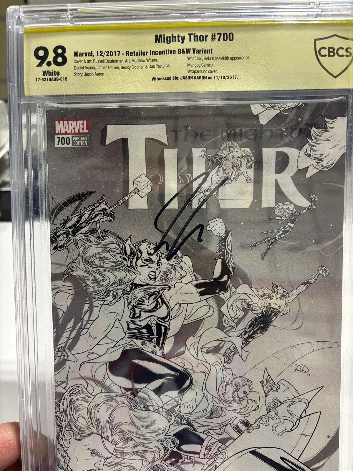 Mighty Thor #700 [1:100] Russel Dauterman B&W Jason Aaron Signed CBCS 9.8